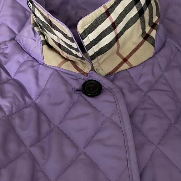 SOLD Burberry Diamond Quilt Jacket Authentic Purple Size Large Mint Condition - Picture 16 of 16
